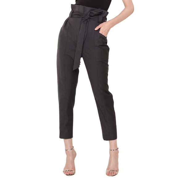 IRO Black 100% Wool Paxi Paperbag Tie Waist Trousers Pants Sz EUR 42 (34W) 0113 - Picture 2 of 14